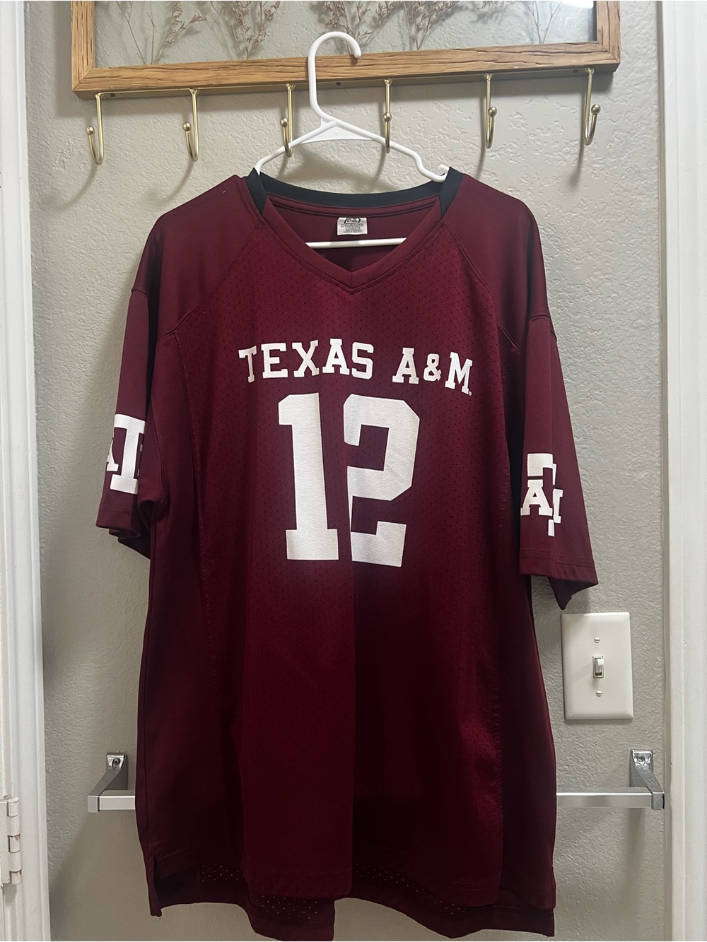 Pro Edge Texas A&M Maroon Football Jersey with White Graphics